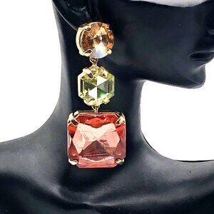BaubleBar Statement Drop Earrings – Colorful Faceted Glass Stones
